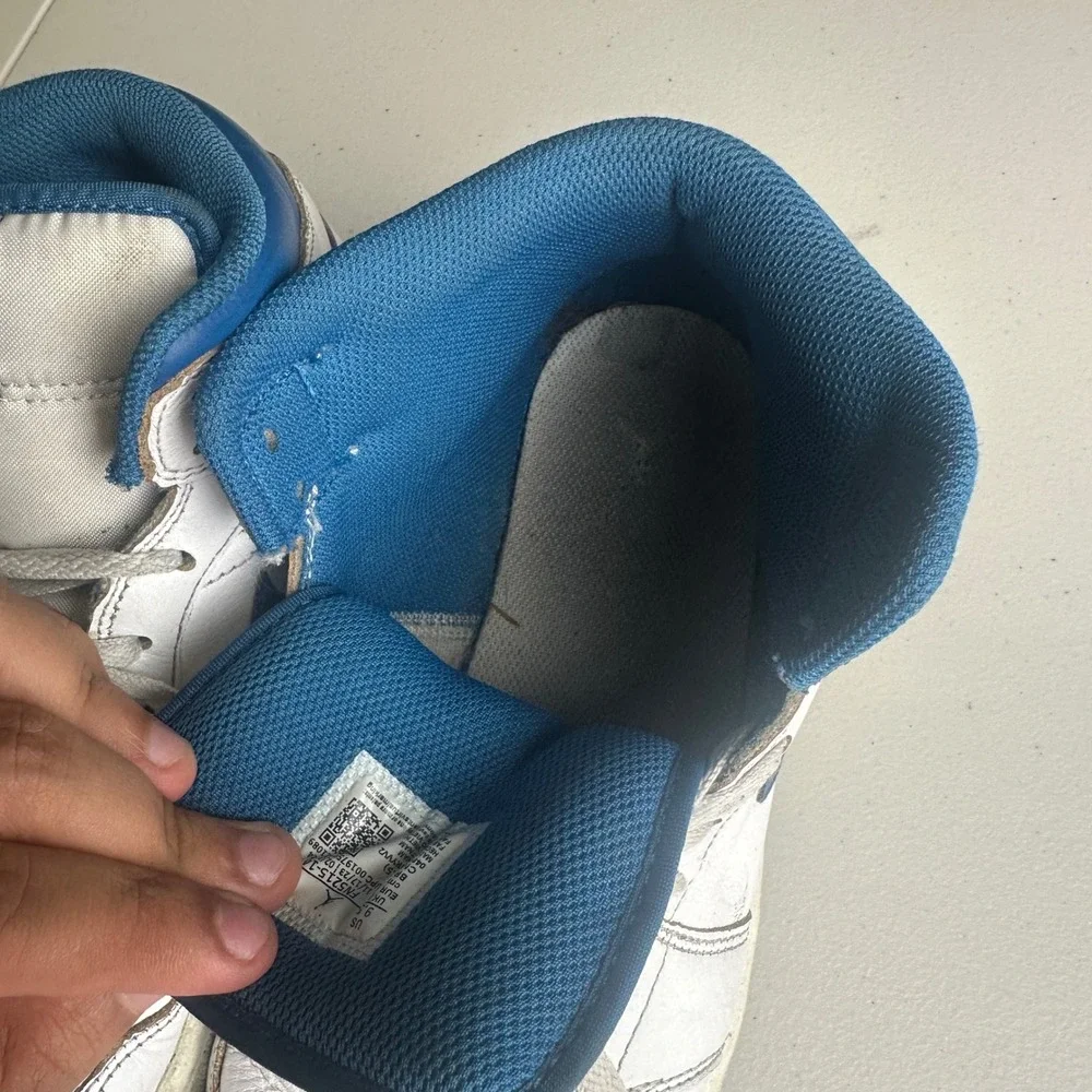 Nike Jordan 1 Mid Mens 9.5‎ White Industrial Blue Basketball Sneakers FN5215-141